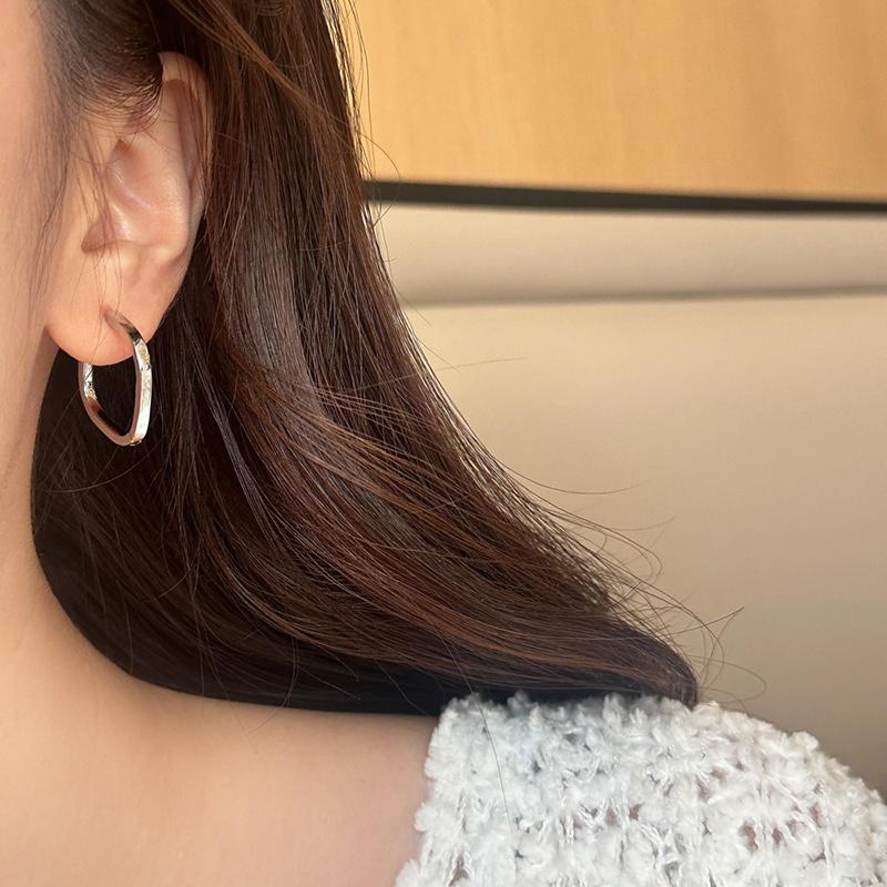 PONYKISS Orecchini a Cerchio Quadrati Minimalisti in Argento Sterling per Donna Tendenza Geometrici Raffinati Accessori di Lusso Leggero