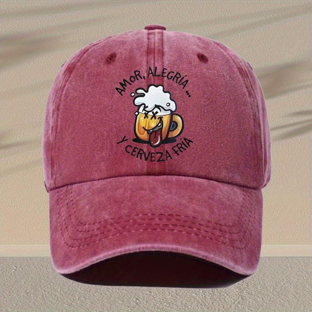 Retro baseball cap with beer glass pattern adjustable lightweight casual hat suitable for gifts or daily wear,