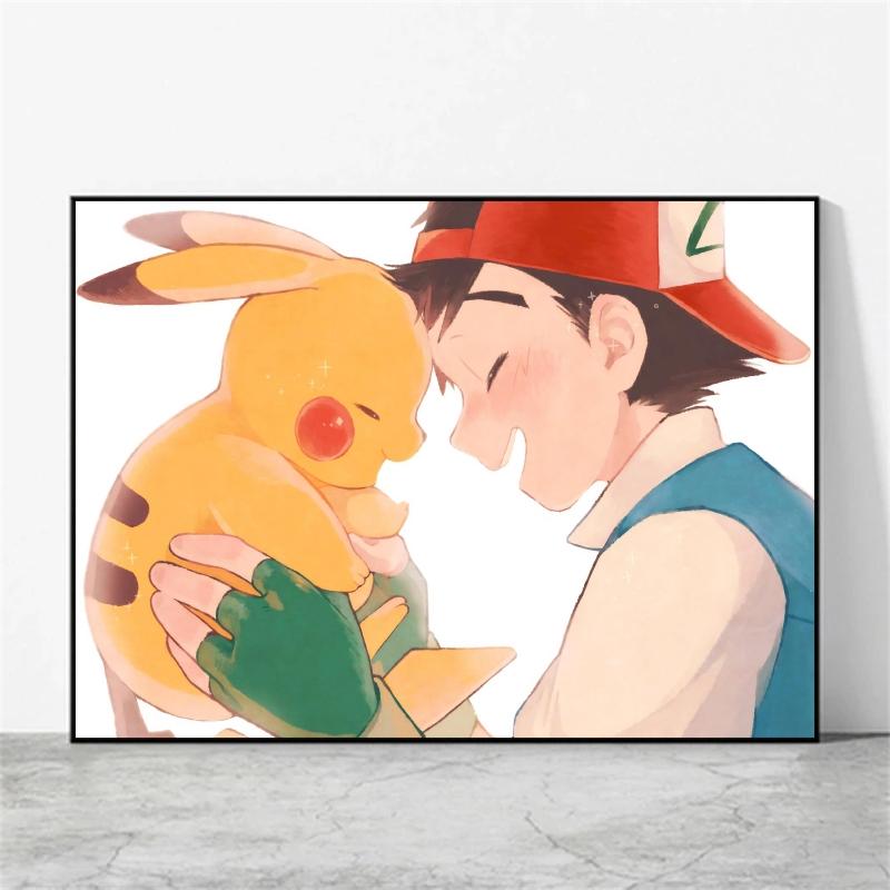 Anime Canvas Paintings Pokemon Ash Ketchum Pikachu Poster Wall Decorative Brings Endless Joy Show The Cozy Home Atmosphere