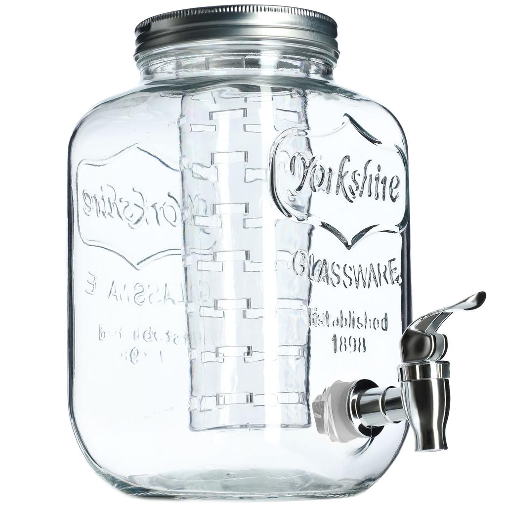 KADAX Sklenice s kohoutkem 4L skleněná na vodu, limonádu, džusy, sklenice s vložkou