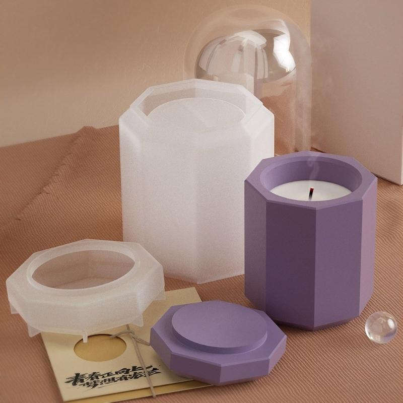 Octagon Storage Box Mold Ornaments Jar Bottles Gypsum Concrete Molds DIY Candle Cup Mold Flowerpot Silicone Resin Molds