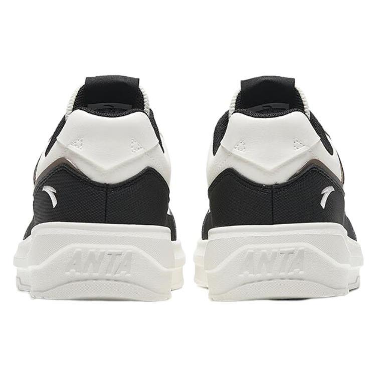 New Anta Anti Slip Wear Resistant Low Top Skateboard Shoes Women's Black White 922338065-2