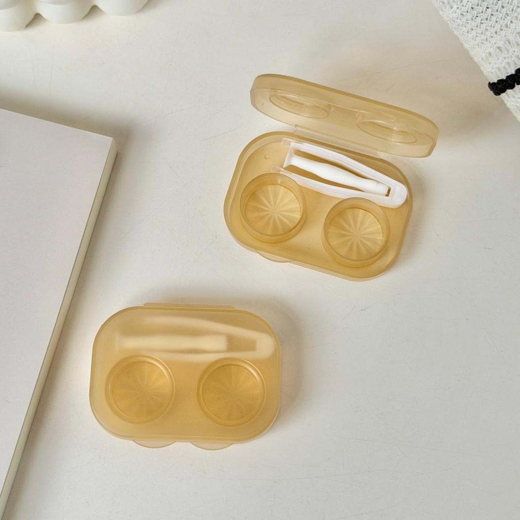 Contact Lens Box Portable Transparent Cosmetic Contact Lenses Soak Container Box Girls Travel Contact Lens Case with Tweezers