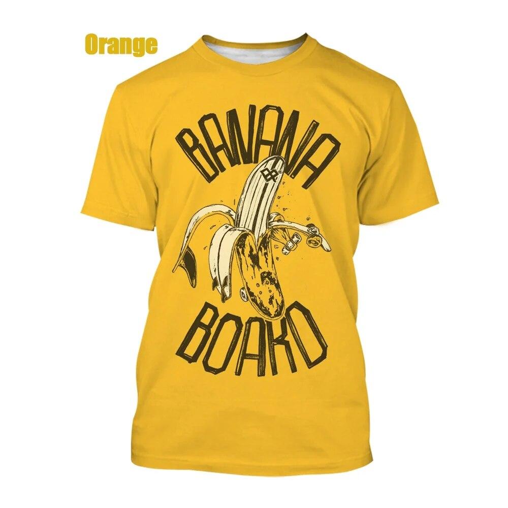 Summer Men and Woman T-shirt Fun Banana Fruit Cartoon 3D Printing O-neck Tee Unisex Fashion Casual Oversized Short Sleeved Top