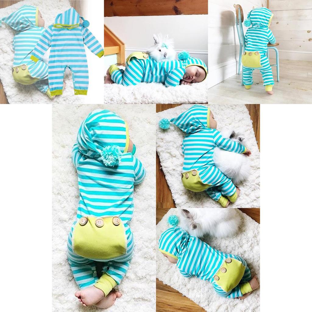 Adorable Cotton Newborn Romper Unisex Baby Jumpsuit Comfortable Long Sleeve Striped Onesie