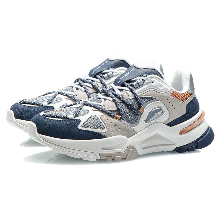 Li Ning Reverse Fantasy Cushioning Slip Resistant Low top Sports Casual Shoes Men's Gray Blue AGLR183-1