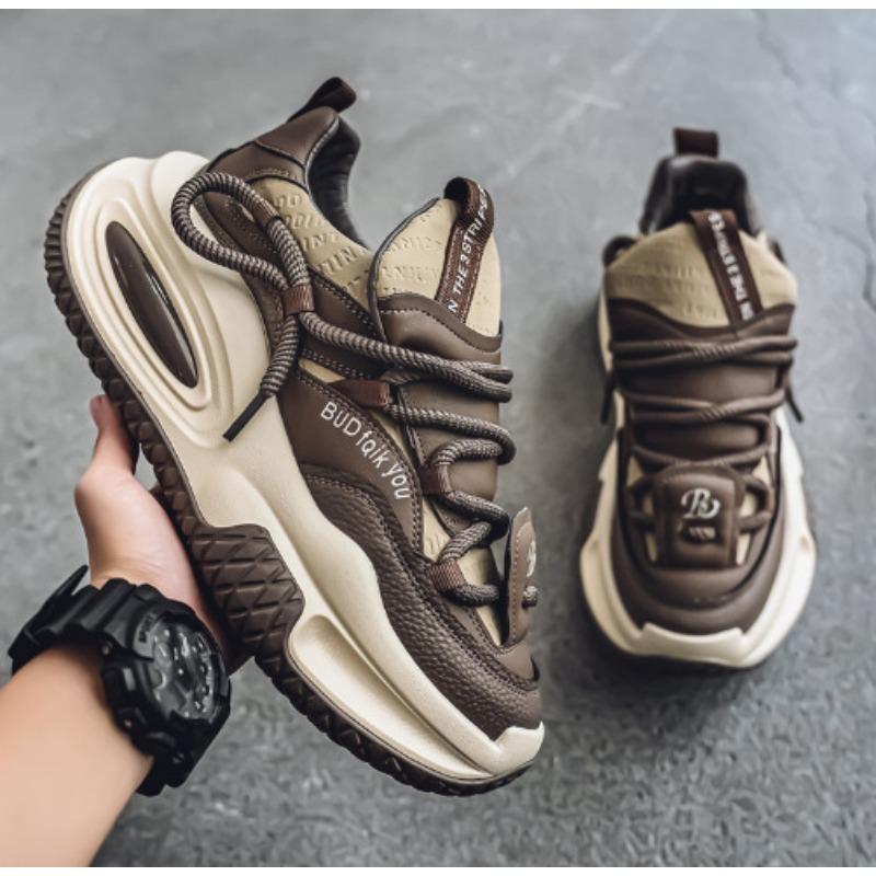 Fashion Spring Luxury Menh Sneakers Men's Thick Bottomed Casual Leather Face Student Sports Shoes Broadcast Trainers Men Running Shoes