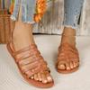 Women Sandals Summer Hollow Out Roman Shoes 2026 Gladiator Open Toe Beach Flats Plus Size Sandals Ladies Sandalias De Mujer