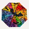 Bunte Fledermaus Buntglas Fensteraufkleber für Halloween DekorationenRegenschirm, Tragbarer 3-fach Kompakter Regenschirm, Weihnachtsgeschenk ES595