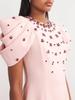 European-American Elegant Bandage Dress with Pleated Design and Rhinestone Accents