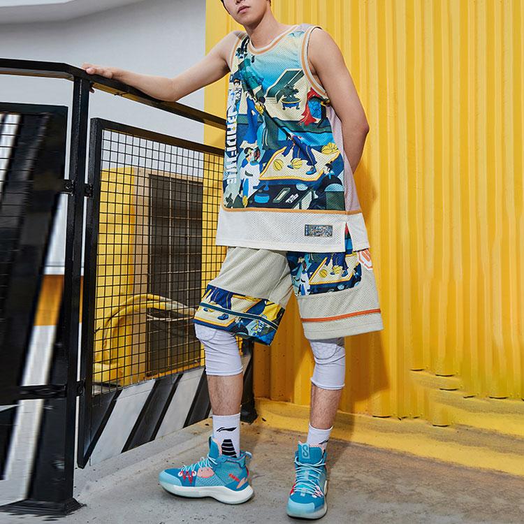 Li Ning Badfive Basketball Series Changan Youth Competition Sports Shorts Men Shorts Colorful AAPQ369-2