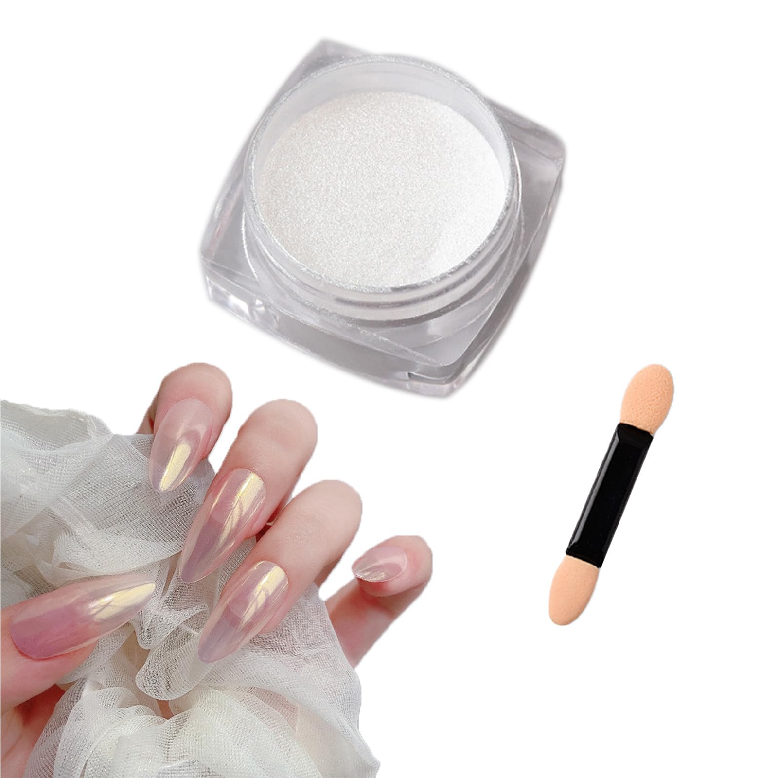 

LeTradeJP White Nail Powder, Fine Grain, Sparkling Mirror Nail Powder, Nail Art Parts, Beautiful and Stylish DIY Nail Supplies for Home, Nail Salons,