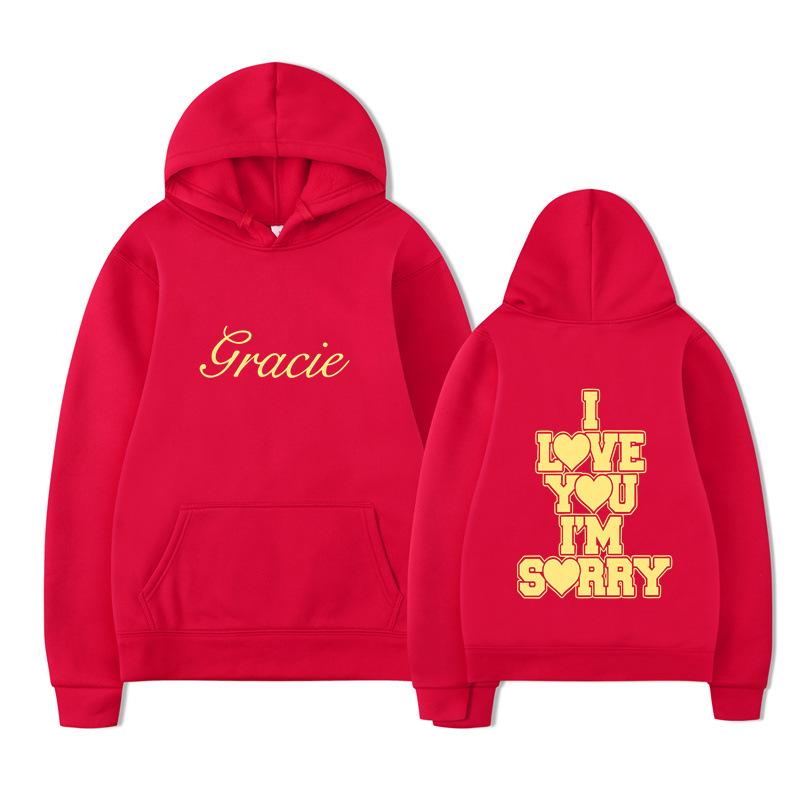 I Love You I'm Sorry Letter Printing Hoodies Men's and Women's Harajuku Pullover Street Wear Unisex Autumn Winter Sweater