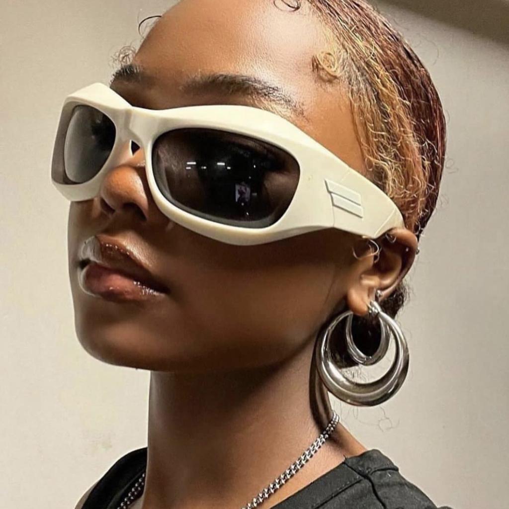 Unique Irregular Hip Hop Sunglasses For Women New Brand Stripe Leg Arc Cool Sun Glasses Men  Vintage Gothic Shades Goggles