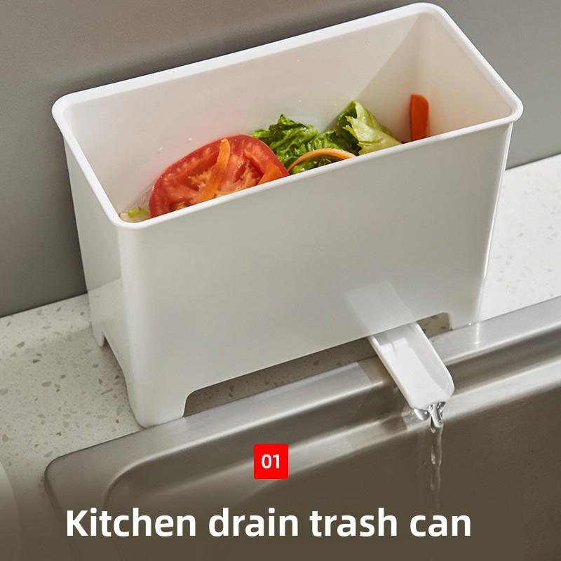 Kosz na śmieci na blat, Mini domowy pojemnik na odpady kuchenne, Koszyk do ociekania nad zlewem, Cudo separacji i filtracji sucho-mokro