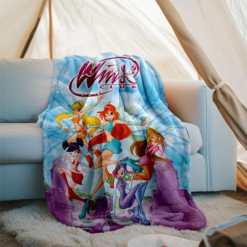 Winx Club printed throw blanket—lightweight,soft,warm;versatile blanket for all seasons—perfect as &air-conditioning throw,nap blanket