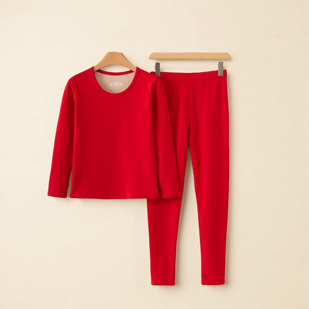 

Женский комплект термобелья из флиса Коала, очень толстый, из шерсти альпаки - с флисовой подкладкой, с круглым вырезом, для среднего и пожилого возраста. 3XL красный