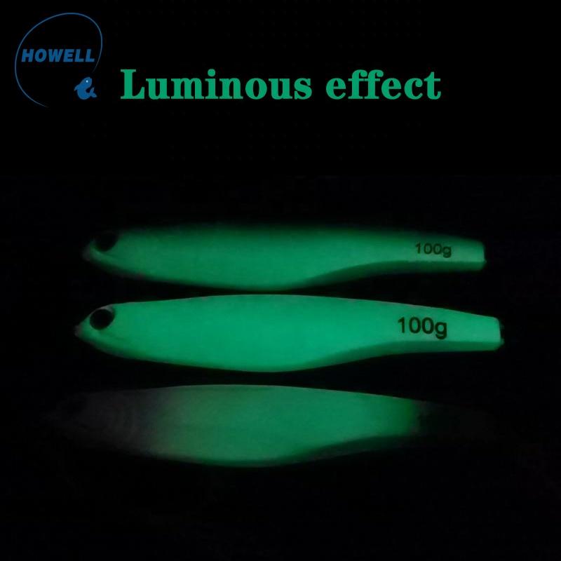 Howell 100g Speed Jigging  Glow Lead Bait Hard Lure for Saltwater Bottom Fishing Lake and Metal Artificial for Fishers