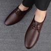 New 2024 Men Dress Shoes Genuine Leather Breathable Middle Aged Business Round Toe Wedding Footwear Male Flat