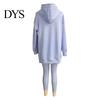 Women Tracksuit 2 Pcs/Set Lady Top Pants Set Hooded Long Sleeve Slit Hem Hoodie Stretchy Auutmn Trousers Waist Slim Fit Sport Fitness Casual Homewear