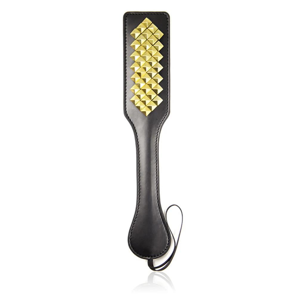 Reținere din piele groasă pe două fețe Spank Bondage Roleplay Flogger Whip Paddle Whip Cu vârfuri Slap Butt Jucărie sexuală BDSM pentru cuplu