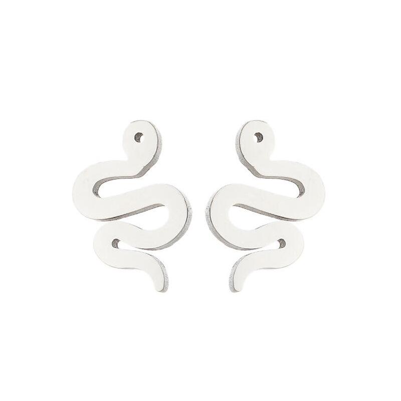 Stainless Steel Geometric Animal Earrings Set: Water Drop, Horseshoe, Heart, Cross, Fish, Snake Designs