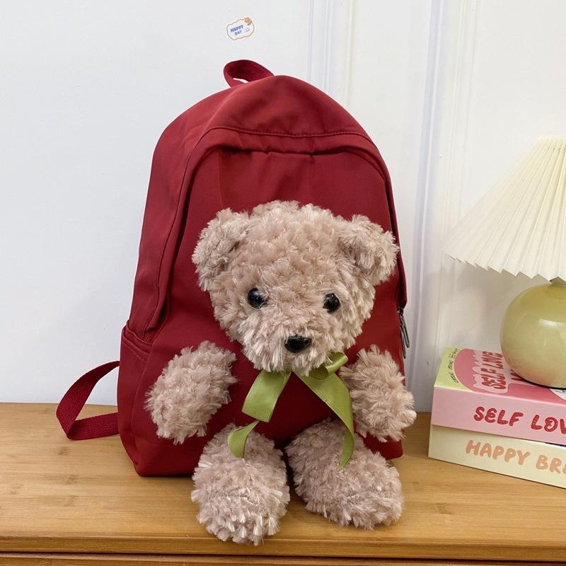 Internet Celebrity Cute Bear Doll Backpack Female 2025 New Student Bag Personalized Versatile Casual Backpack