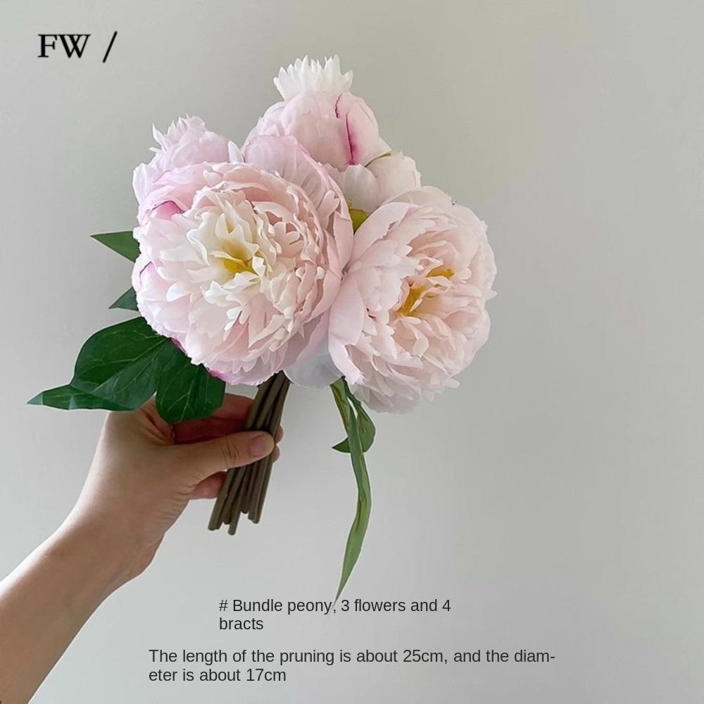 

Весільні квіти для тримання своїми руками 3 Головки Штучні півонії Новий букет для рук Реквізит для фотографій рожевий/білий