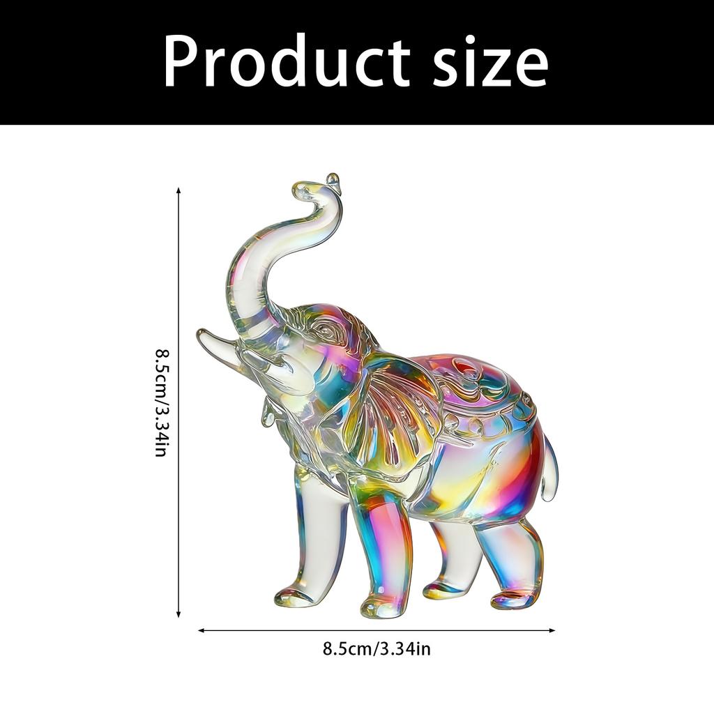 Carina Statuetta Elefante in Vetro di Cristallo, Regalo da Collezione per Amante degli Elefanti Statua Animale Ornamento per Decorazioni Domestiche