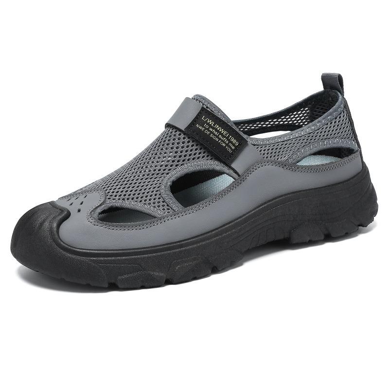 Men Closed Toe Mesh Sandals Soft Sole Elderly Dad Casual Beach Shoes