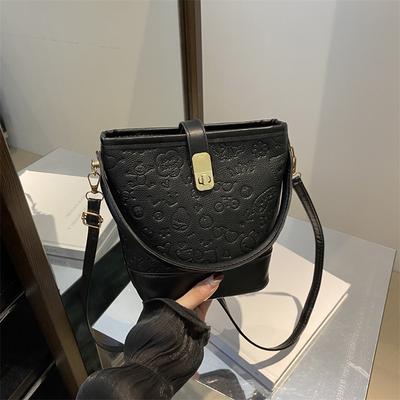 Fashion Versatile Portable Small Bag Women 2025 New Cartoon Indentation Bucket Bag Niche High Value Oblique Span Bag