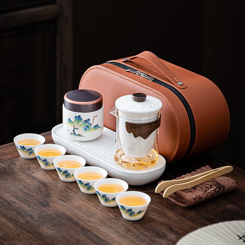 

Glass travel tea set, portable express cup, company business event gifts can be printed holiday souvenirs