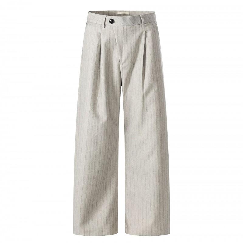 Men Women Vintage Striped Wide Leg Trousers Loose Fit Casual Dress Pants