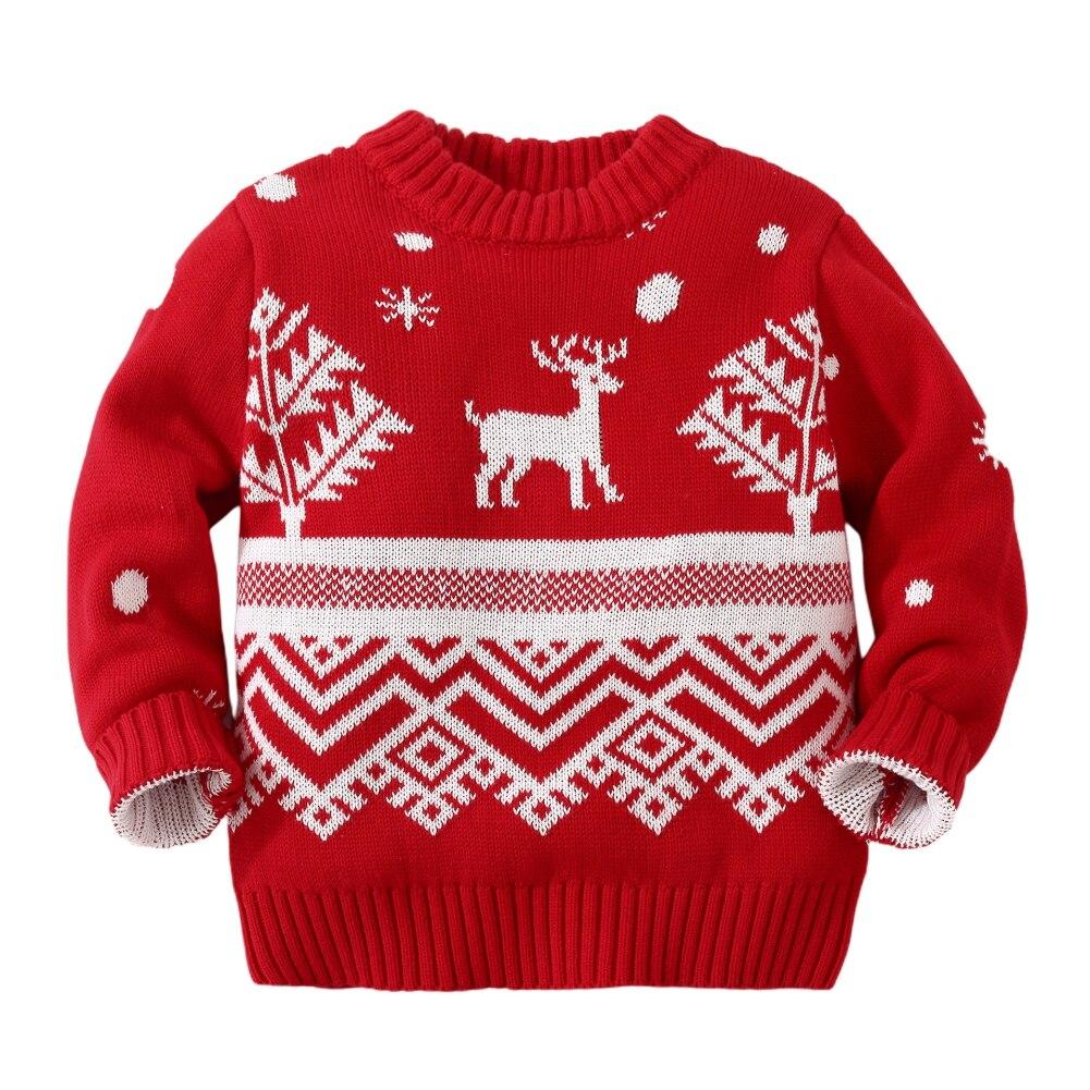 Unisex Infant Boy Girl Winter Christmas Sweater Tree Santa Claus Jacquard Knitted Pullover Sweatshirt Tops