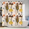 Exotic African Animal Design Shower Curtain Set for Bathroom Decor Black Gold Theme with Sunburst Pattern