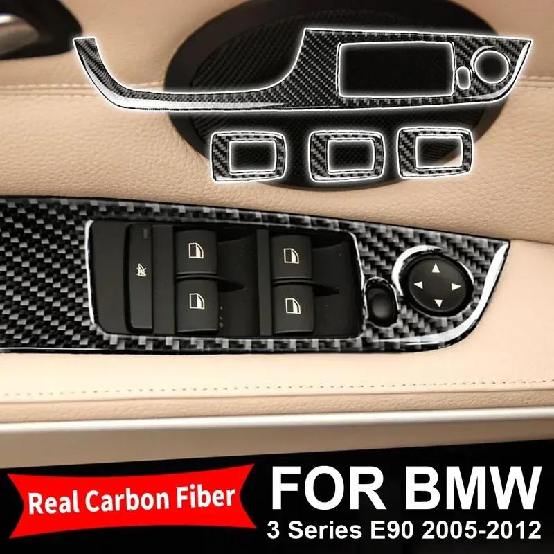 For BMW E90 3 Series 2005-2012 Carbon Fiber Interior Car Windows Switch Control Panel Trim Cover Decoration Sticker Auto Zubehör