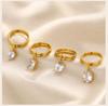 18K Gold Plated Waterproof Stainless Steel Dainty Drop CZ Stackable Ring for Women, Minimalist Double Row Dangle Rings Jewelry