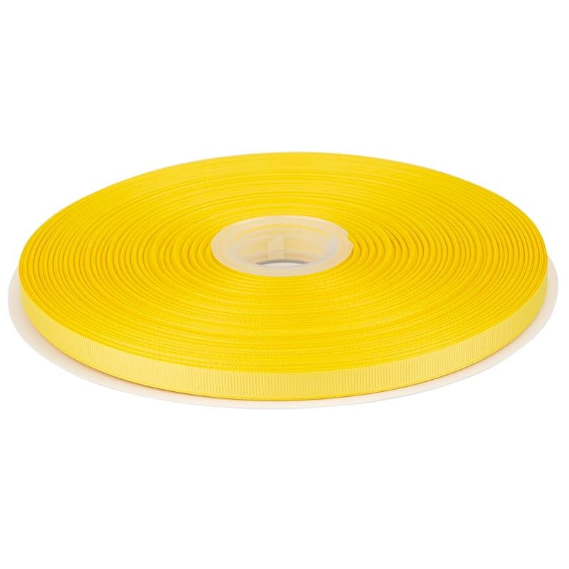 

[Tekdeere]Width 9mm solid lemon grosgrain ribbon, perfect for gift wrapping, sewing, hair accessories, wedding decorations - 91m/roll