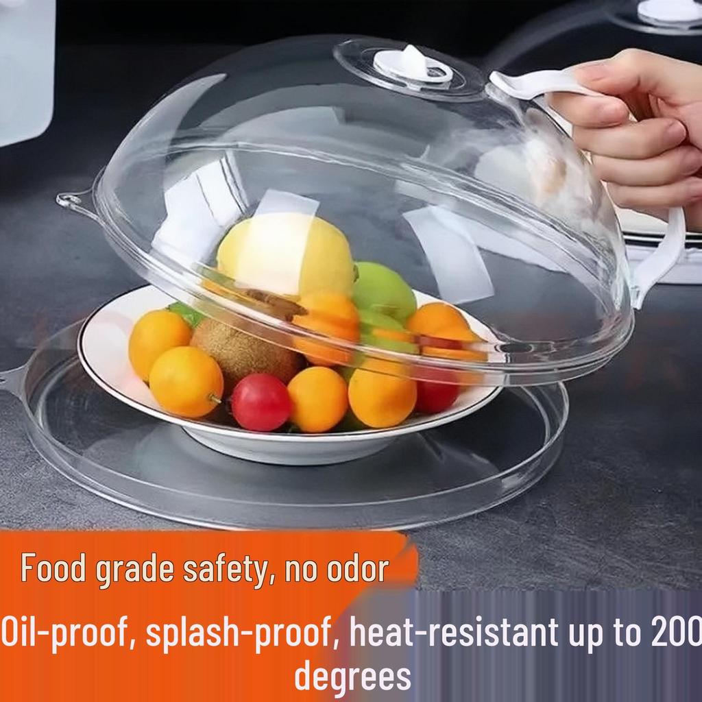 High-Temperature Resistant Microwave Splatter Guard - Transparent, Food-Grade Oil-Proof Cover for Safe Heating