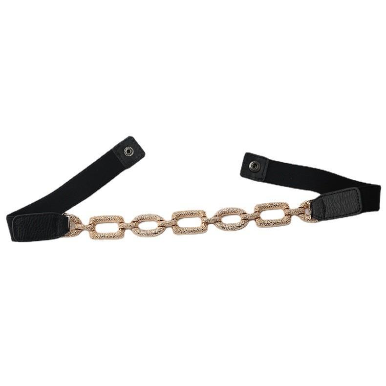 

Pu Elastic Belt For Women With Chain Decoration For Dresses And Coats