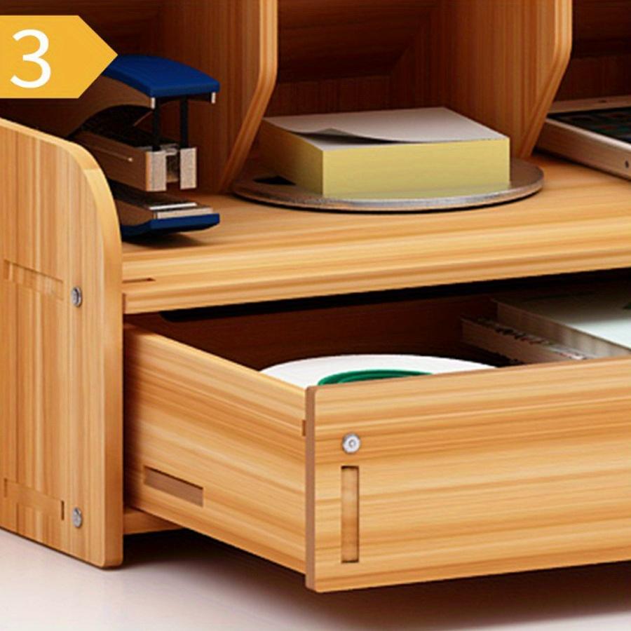 1pc A/B/C/D style Wooden Desk Organiser DIY pen container, Multiple grids Large Capacity Stationery Storage Pen Holder for Home,Office,School.