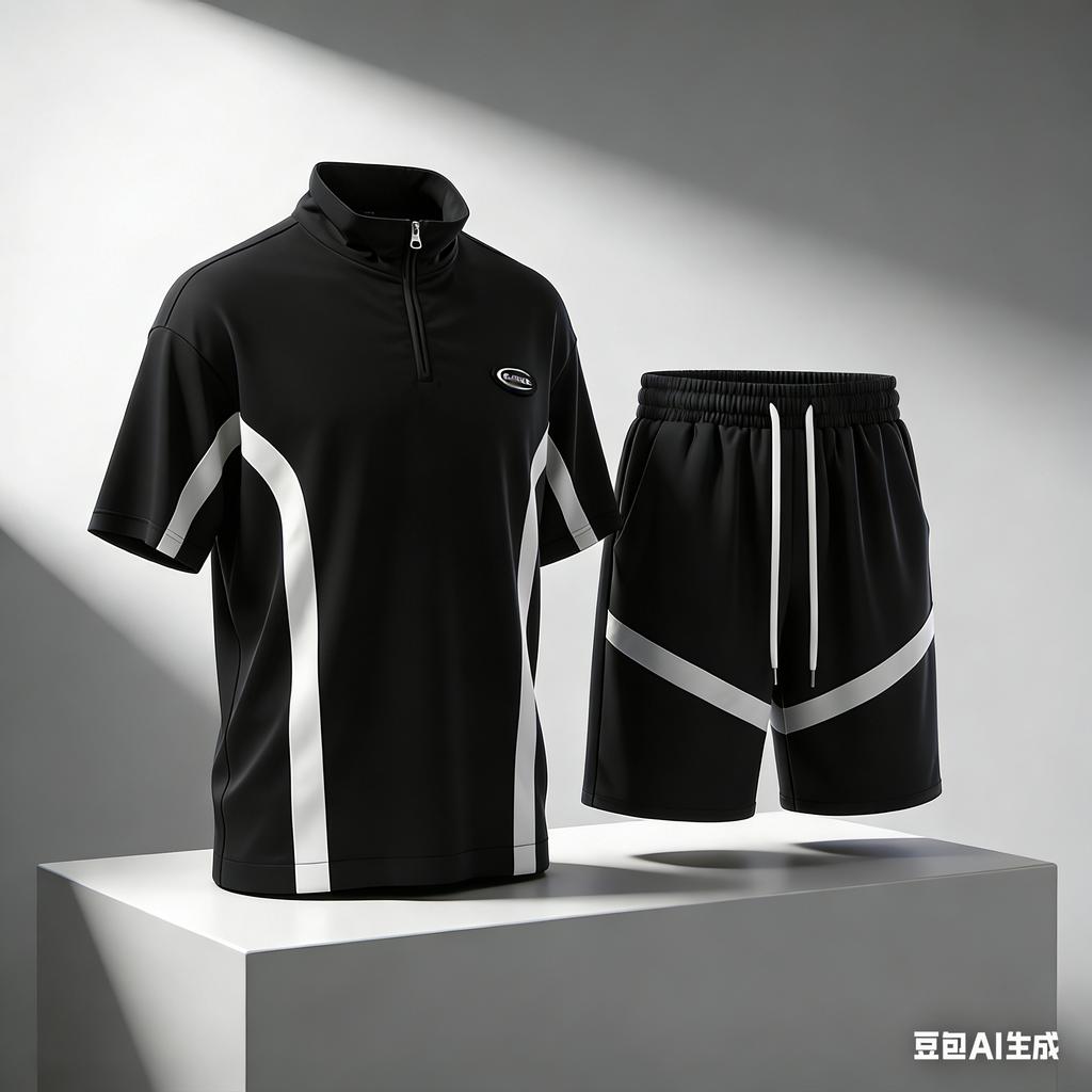 Summer Casual Sports Suit Men's Short Sleeved Lightweight Quick Drying Ice Silk Two-piece Set