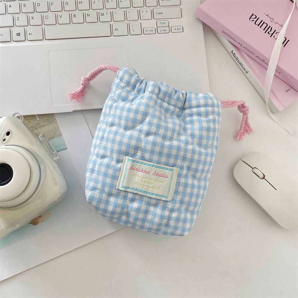 Siyah Kart Kamera Polaroid Saklama Çantası Taşınabilir Büzgülü Çanta Kadın Telefon Çantası Anahtar Kulaklık Ruj Çantaları Büzgülü Çantalar