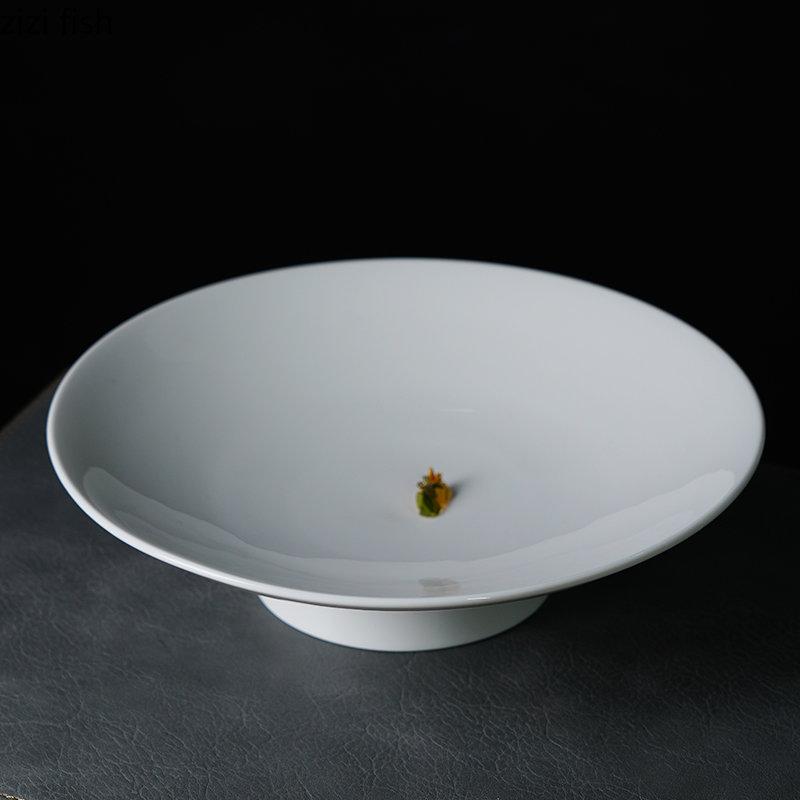 Ceramic Dinner Plate High Feet Refreshment Tray Dim Sum Plates Fruit Plate Salad Bowl Serving Plates Sushi Dish Snack Tray