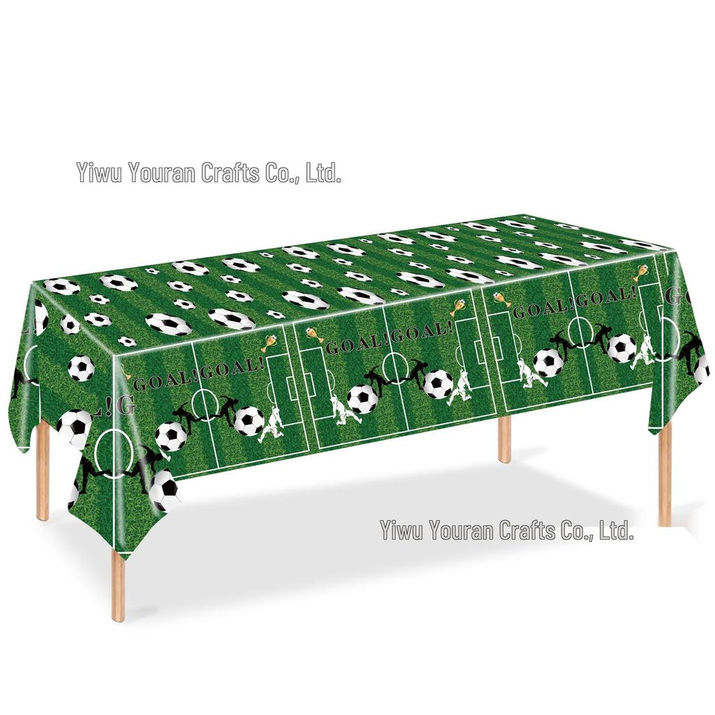 World Cup Football Theme Party Set: Green Field Plates, Tablecloth & Napkins