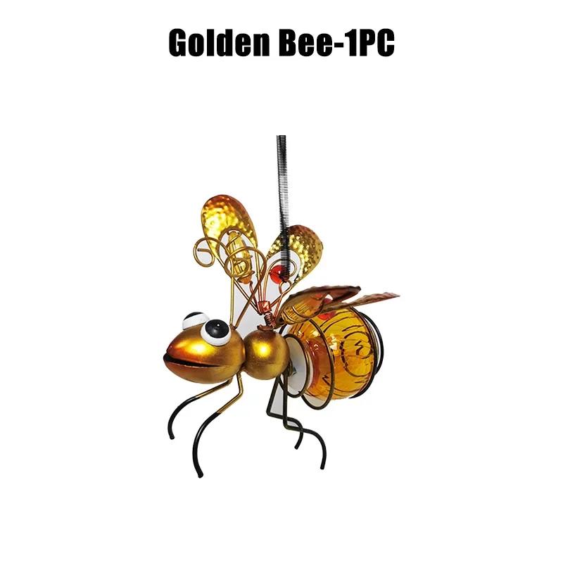 Solar Iron Insect Statue With LED Fairy Light Outdoor Waterproof Hanging Tree Ornament For Fence Yard Courtyard Garden Art Decor