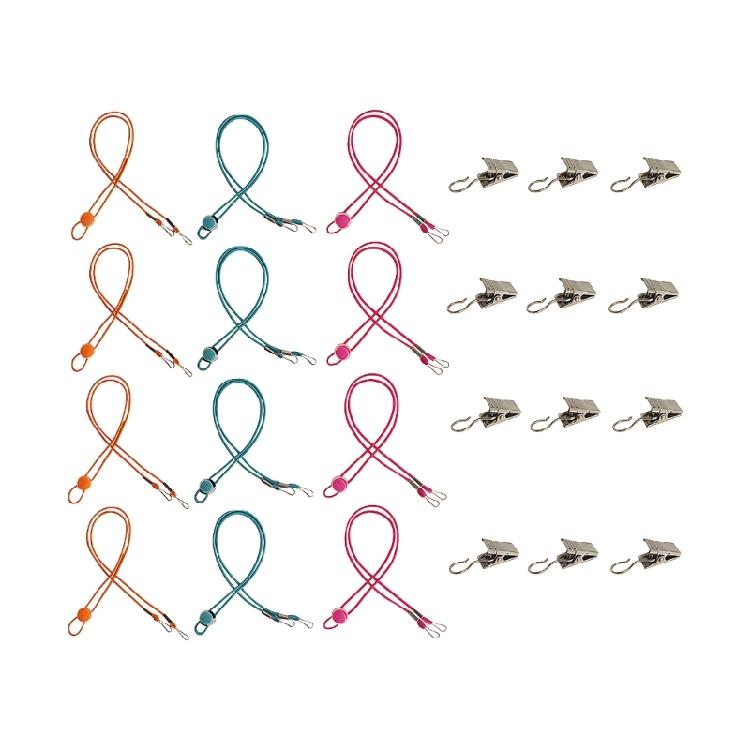 12Pcs Metal Needlework Fabric Holder Clips with Elastic Cord Embroidery Fabric Hugger Clips Tool for Stitching Frame