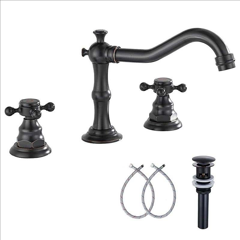 Gold Chrome Solid Brass Bathroom Basin Faucet Mixers Taps Antique Black Kitchen Sink Faucet Dual Handles 3 Holes Bathtub Faucet