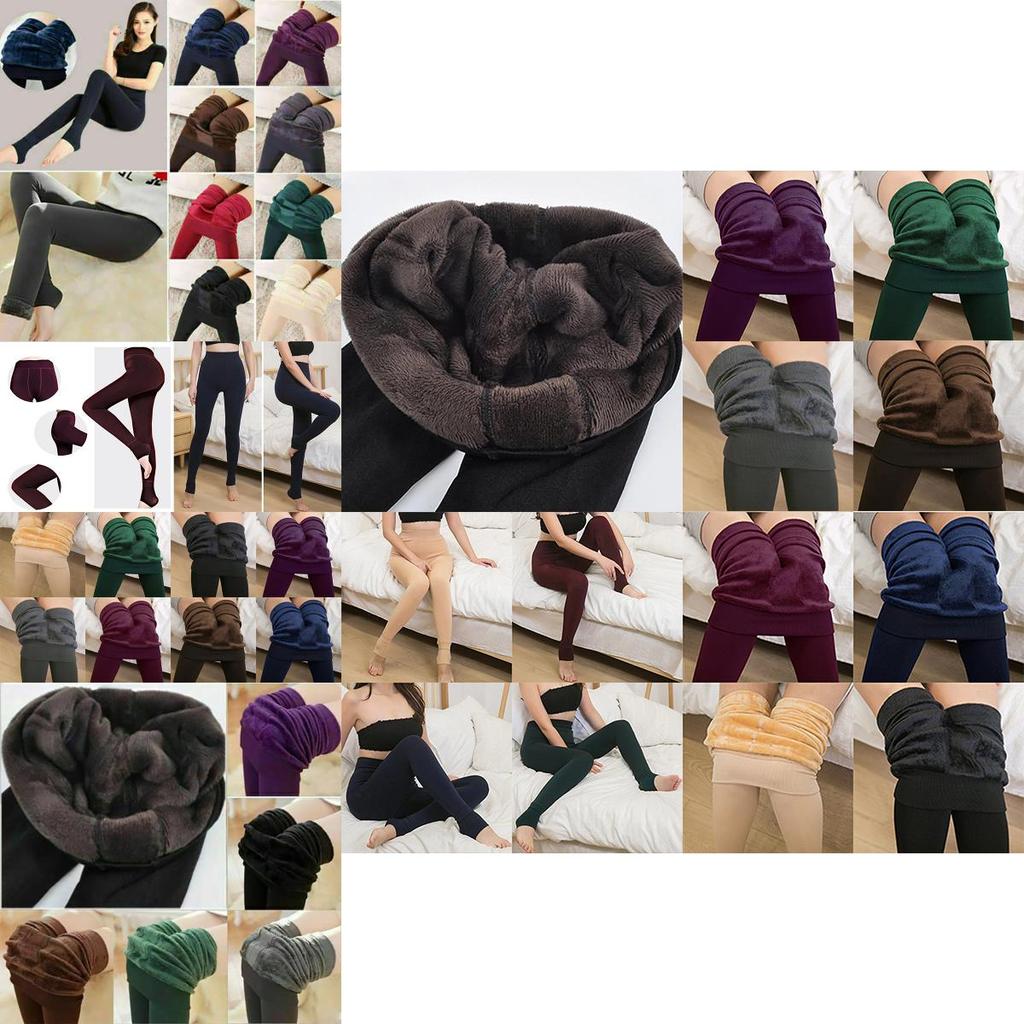 Women Winter Thick Warm Fleece Lined Thermal Stretchy Skinny Leggings Pants For Cozy Cold Days