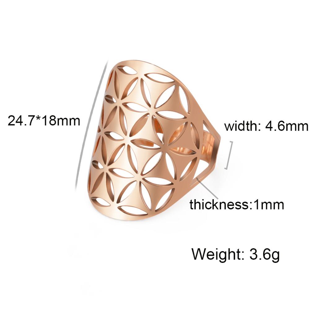 Flower of Life Ring Stainless Steel Sacred Geometry Archangel Metatron Ring Adjustable Amulet Jewelry Gift Wholesale